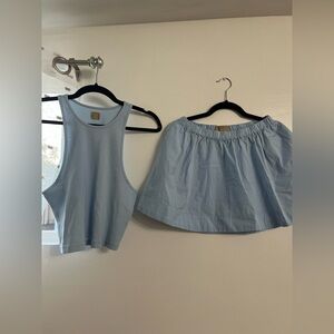 NWOT free-est Milani Tank Top Mini Skirt Boho Cotton Set Blue snowflake